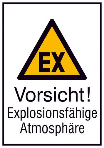 Warn-Kombischild Vorsicht! Explosionsfähige Atmosphäre Kunststoff (B x H) 210mm x 267mm 1St. von SAFETYMARKING