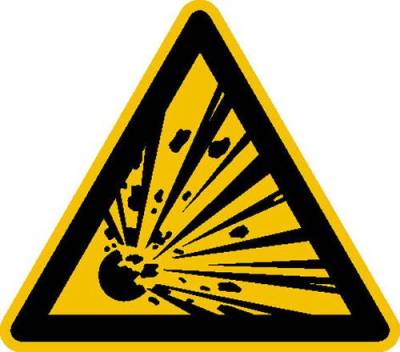 Warnschild Explosionsgefährliche Stoffe Folie selbstklebend 25mm ISO 7010 44St. von SAFETYMARKING