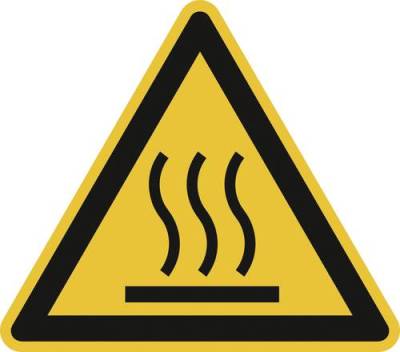 Warnschild Heiße Oberfläche Folie selbstklebend 25mm ISO 7010 44St. von SAFETYMARKING