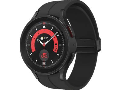 SAMSUNG Galaxy Watch5 Pro BT 45 mm Smartwatch Titan Fluorkautschuk, M/L, Black Titanium von SAMSUNG