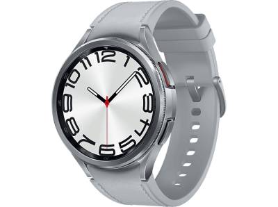 SAMSUNG Galaxy Watch6 Classic 47 mm Smartwatch Kunstleder, M/L, Silver von SAMSUNG