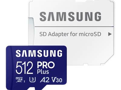 SAMSUNG PRO Plus (2023) mit SD-Adapter, Micro-SDXC Speicherkarte, 512 GB, 180 MB/s von SAMSUNG