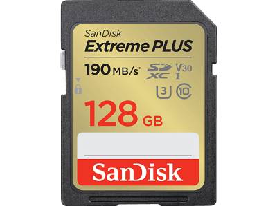 SANDISK Extreme® PLUS UHS-I, SDXC Speicherkarte, 128 GB, 190 MB/s von SANDISK