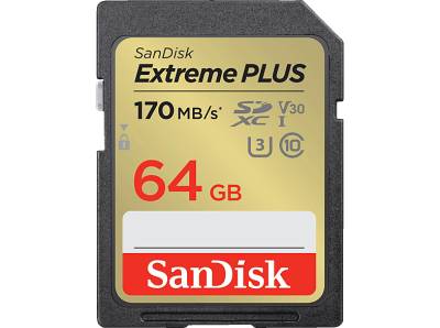 SANDISK Extreme® PLUS UHS-I, SDXC Speicherkarte, 64 GB, 170 MB/s von SANDISK