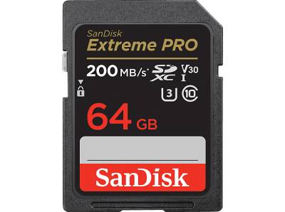 SANDISK Extreme PRO® UHS-I, SDXC Speicherkarte, 64 GB, 200 MB/s von SANDISK