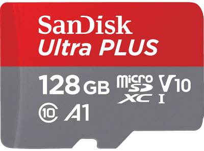 SANDISK Ultra® PLUS microSDXC™‐UHS‐I‐Karte, Micro-SDXC Speicherkarte, 128 GB, 150 MB/s von SANDISK