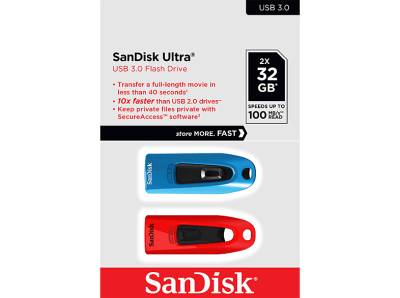 SANDISK Ultra USB-Stick, 32 GB, 100 MB/s, Blau und Rot von SANDISK