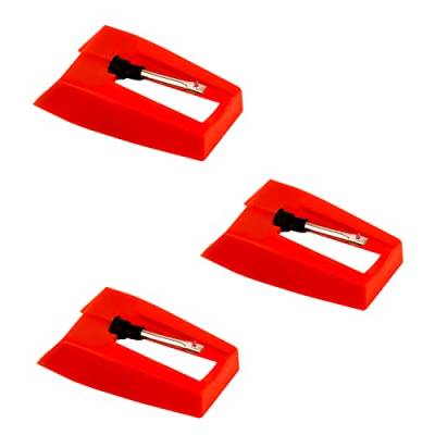 3 Stück Plattenspieler Nadel, Nadel Plattenspieler Langlebig Nadel für Plattenspieler für Vinyl Plattenspieler (Rot) von SAVITA