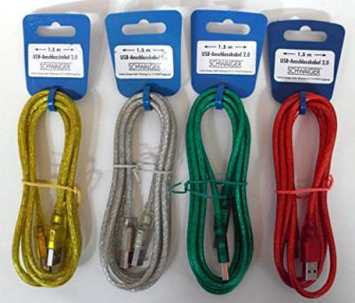 Schwaiger USB A/B USB 1.5M 1.5M USB auf USB B Blau, Grün, Orange, Rot, Silber, Gelb – USB-Kabel (USB A, USB B, männlich/männlich, gerade, blau, grün, orange, rot, silber, gelb) von SCHWAIGER