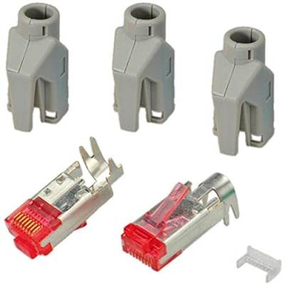 Secomp Hirose 10x TM21 ModularStecker Cat6 geschirmt + Knickschutztuelle grau von SECOMP