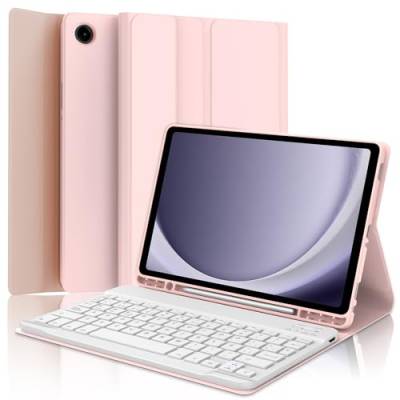 SENGBIRCH Italienische Tastatur für Samsung Galaxy Tab A9+ 11, abnehmbare magnetische Bluetooth-Tastatur mit robuster Schutzhülle für Galaxy Tab A8 10,5 Zoll, kabellose Tablet-Tastatur, Hellrosa von SENGBIRCH