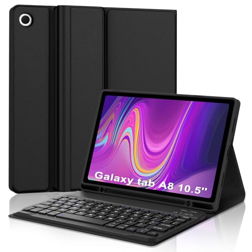 SENGBIRCH Samsung Galaxy tab a8 hülle mit Tastatur - Bluetooth Tastatur mit Magnetische SchutzHülle (Deutsches Layout) für Samsung Tab A8 10.5' - Schwarz von SENGBIRCH