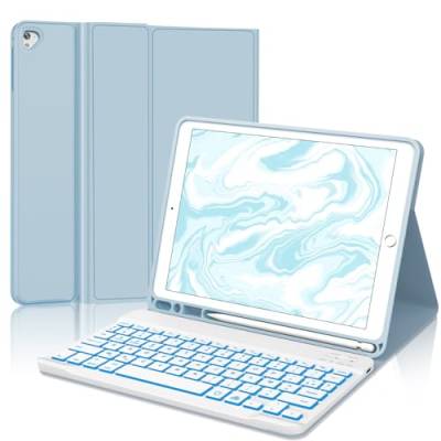 SENGBIRCH Schutzhülle mit Tastatur für iPad 9,7 Zoll (24,6 cm) – Französische AZERTY-Tastatur für iPad 6, 5. Generation, iPad Pro 9,7 Zoll, iPad Air 2, iPad Air, abnehmbare Bluetooth-Tastatur, von SENGBIRCH