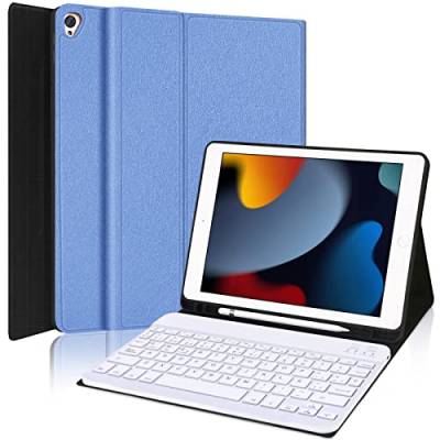 SENGBIRCH Schutzhülle mit italienischer Tastatur für iPad 10.2 9a/8a/7. Generation, Tastatur für iPad 10.2 2021/2020/2019/iPad Air 3/iPad Pro 10.5, abnehmbare Bluetooth-Tastatur für iPad 10.2, Blau von SENGBIRCH