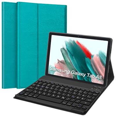 SENGBIRCH Tastatur Hülle für Galaxy Tab A8 10.5 Zoll, Bluetooth Tastatur mit Magnetische Hülle (Deutsches QWERTZ Layout) für Samsung Galaxy Tab A8 10.5 2021 - Waldgrün von SENGBIRCH