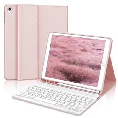 SENGBIRCH iPad 9 Generation Tastaturhülle, iPad 10,2 Zoll Tastaturhülle, Cover iPad 9 Generation mit Tastatur für iPad 9a/8a/7. Generation, Smart Cover & Bluetooth Tastatur für iPad, Rosa Sakura von SENGBIRCH