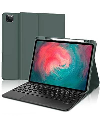 SENGBIRCH iPad Air 5 Hülle mit Tastatur 2022 - iPad Pro11/ Air4 Taststur mit Touchpad,Deutsche QWERTZ abnehmbare magnetische iPad Pro 11 4./3./2./1. Generation,iPad Air 5 / Air 4 2020,Green von SENGBIRCH