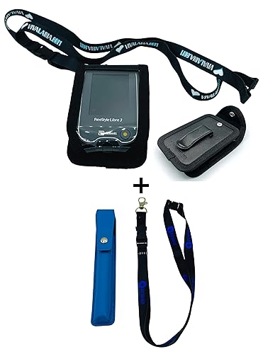 SEWAS Diabetic Care - Tasche Blutzuckermessgerät Freestyle Libre 3 & Tasche für Insuli Pen´s zum Umhängen mit Halsbändern, Diabetikertasche, Umhängetasche Set Blau von SEWAS