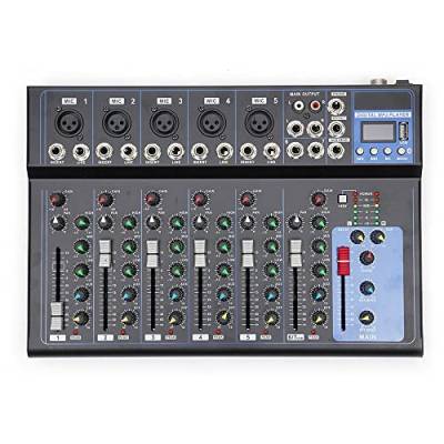 7 Kanal Bluetooth Audio Mixer, Tragbarer Mischpult mit USB-DJ-Sound-Mischkonsole für Computeraufnahmen Live Studio Audio von SHZICMY