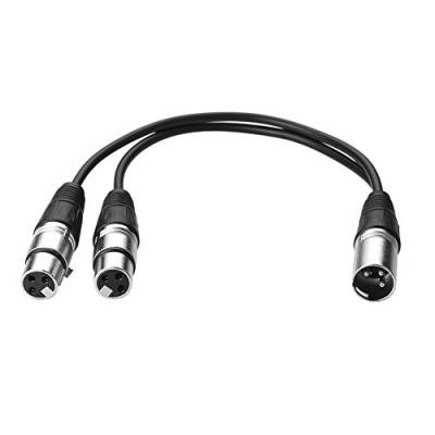SIENOC 30cm Mikrofon Stecker Kabel 3pin XLR Male to Dual 2 XLR Female Stecker Y Splitter Kabel Adapter (XLR(M) - (F) x 2, Silber) von SIENOC