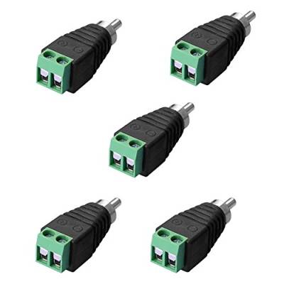 SIENOC 5 x RCA Stecker Adapter Terminalblock > Cinch Stecker RCA Adapter DC Block Schraubanschluss 2-Pin Verbinder Kabel auf Cinch Anschluss von SIENOC