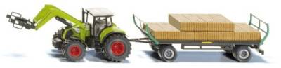 SIKU Spielwaren Traktor mit Quaderballengreifer und Anhänger Fertigmodell Landwirtschafts Modell von SIKU Spielwaren