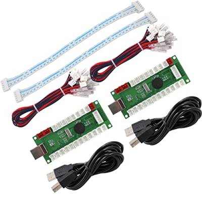 SJ@JX 2 Player Arcade Game USB Encoder Code Board Zero Delay Game Controller DIY Kit 20x Button Cable 2x Joystick Cable for Retro Pie PC MAME Raspberry Pi von SJ@JX