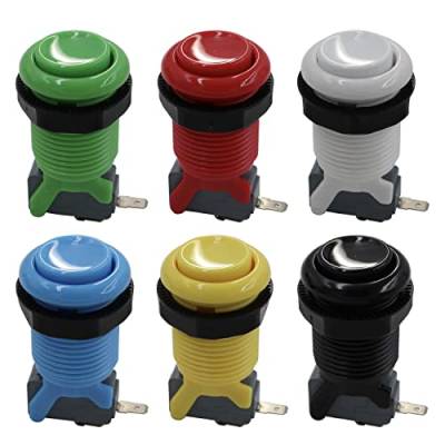 SJ@JX 6x Arcade Button Happ Style 28mm Standard Push Button 0.187 Terminal with Microswitch for Jamma MAME Arcade Video Game 1up Console Controller UH multicolor von SJ@JX