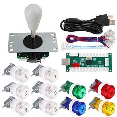 SJ@JX Arcade Game Controller DIY Kit Buttons with Logo Coin X Y Start Select 8 Way Joystick USB Encoder for PC MAME Raspberry Pi von SJ@JX