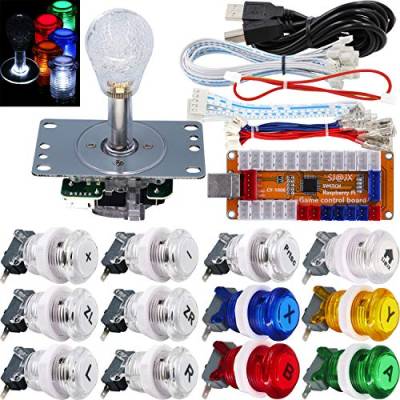 SJ@JX Arcade Game LED Controller Lamp USB Encoder Gamepad Microswitch Light Button 8way LED Joystick for Nintendo Switch PC PS3 Retropie Raspberry Pi MAME von SJ@JX