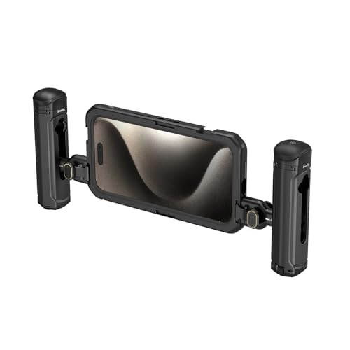 SMALLRIG Dual-Handy-Käfig-Set für iPhone 15 Pro Max, mobiles Video-Rig-Käfig-Set mit kabellosen Schnellverschluss-Doppelgriffen für Videoaufzeichnung/YouTube/Live-Streaming/Vlog – 4392 von SMALLRIG