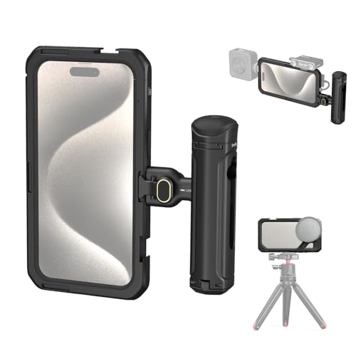 SMALLRIG Single Handheld Phone Cage Kit für iPhone 15 Pro Max, mobiles Video Rig Cage Kit mit kabellosem Schnellverschlussgriff für Videoaufzeichnung/YouTube/Live-Streaming/Vlog – 4393 von SMALLRIG