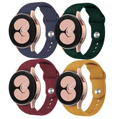 4 Pack Armbänder für Samsung Galaxy Watch 6/5/4 40mm 44mm/Galaxy Watch 6 Classic 43 47mm/Watch 5 Pro 45mm/Watch 4 Classic 42 46mm, 20mm Silikon-Sportarmband für Damen/Herren,Blau/Grün/Weinrot/Gelb von SOLOLUP