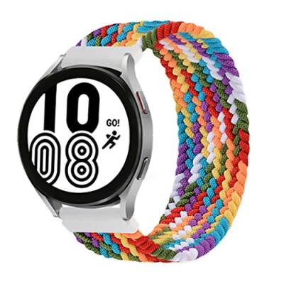 Geflochtenes Solo Loop Armband für Samsung Galaxy Watch 5/4 40mm 44mm/Galaxy Watch 5 Pro 45mm/Galaxy Watch 4 Classic 42mm 46mm,20mm Elastisch Uhrenarmband Sport Ersatzarmband(Regenbogen,20mm-XS) von SOLOLUP