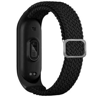 Geflochtenes Solo Loop kompatibel für Xiaomi mi Band 7 6 5, verstellbares Nylon geflochtenes dehnbares elastisches Sportband für Xiaomi Miband 7 6 5 Schwarz von SOLOLUP