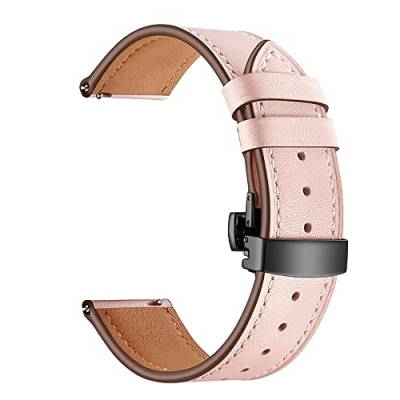 Lederarmband für Samsung Galaxy Watch 3 45mm/Galaxy Watch 46mm/Gear S3 Frontier Classic, Armband für Huawei Watch 2 Classic/3/3 pro/GT/2/3, 22mm Sport Armband für Damen Herren, Schwarzer Knopf Rosa von SOLOLUP