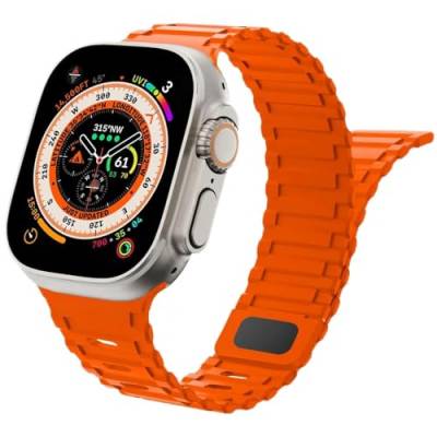 Magnetisches Uhrenarmband für Apple Watch Armbänd 49mm 45mm 44mm 42mm，Weiches Silikon Sport Loop Magnet Ersatzarmband für iWatch Ultra 2/Ultra Series 9/8/7/6/5/4/3/2/SE,orange Farbe，42mm 44 45mm 49mm von SOLOLUP