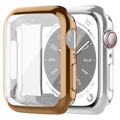 SOLOLUP 2 Stück Schutzhülle kompatibel mit Apple Watch Series 3/2/1 42mm Hülle，Weiche TPU Cover Vollschutz HD Schutzfolie Protection Case Stoßfest Schutzhülle für iWatch 42mm Case,Roségold/Silber von SOLOLUP