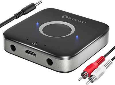 Aux Adapter Auto Stereoanlage, SONRU Bluetooth Empfänger Receiver 5.0, 3.5 mm RCA Kabel Dual AUX Ausgänge für Autoradio Home Stereoanlage von SONRU