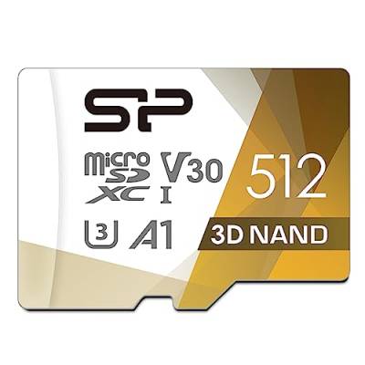 SP Silicon Power 512 GB Micro-SD-Karte, U3 Nintendo-Switch kompatibel, SDXC microSDXC High Speed MicroSD Speicherkarte mit Adapter von SP Silicon Power