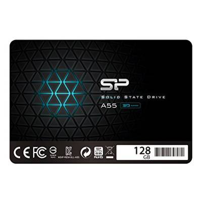 Silicon Power SSD 128GB 3D NAND A55 SLC Cache Performance Boost 2,5 Zoll SATA III 7mm (0,28") Interne SSD von SP Silicon Power