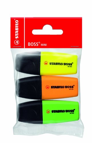 Textmarker - STABILO BOSS MINI - 3er Pack - gelb, grün, orange von STABILO