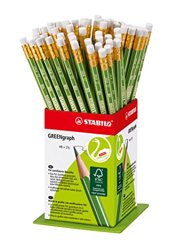 Umweltfreundlicher Bleistift mit Radiergummi - STABILO GREENgraph - 60er Display - Härtegrad HB von STABILO