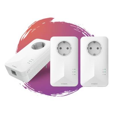 STRONG Powerline 1000 Triple Pack, PowerLAN-Adapter Set mit 3 Stück, 100 Mbit/s, Hochgeschwindigkeits-Netzwerk für das ganze Haus, Ethernet LAN Anschluss, Internetverbindung über Steckdose von STRONG