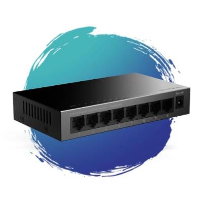 STRONG SW8000M in Metall | 8-Port Gigabit Desktop Switch | Tisch- und Wandmontage | Ideal für schnelle LAN-Verbindungen | optimiert Datenverkehr | lüfterlos | Netzwerkerweiterung | schwarz von STRONG