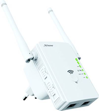 STRONG WLAN Repeater 300 V2, Betriebsmodi: Universal Repeater/Access Point/Router, 300 Mbit/s bei 2,4 GHz, 2 LAN Ports, WLAN Verstärker - weiß, REPEATER300V2 von STRONG