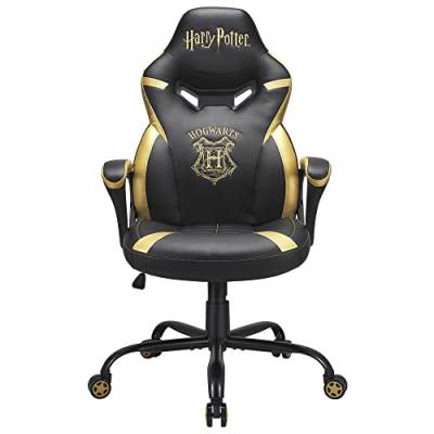 SUBSONIC Harry Potter - Gaming-Stuhl Hogwart - Bürostuhl für junior-Gamers - Schwarz und Gold - Offizielle Lizenz, M, SA5573-H5 von SUBSONIC