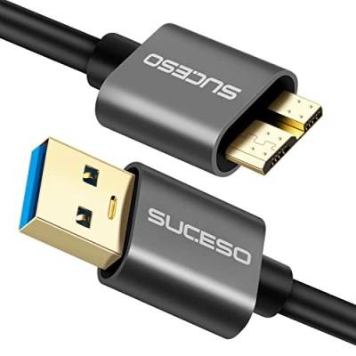 SUCESO USB 3.0 Micro B Kabel USB 3.0 Stecker auf Micro B Stecker Datenkabel Externes Festplattenkabel Kompatibel mit Toshiba, WD, Externen Seagate Festplatte, Samsung Galaxy S5/Note 3/M3 1TB usw-2M von SUCESO