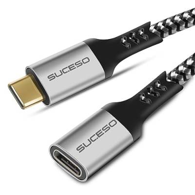 SUCESO USB C Verlängerungs Kabel 2M USB Typ C 3.2 10Gpbs Gen 2 USB-C Stecker auf Buchse Verlängerungskabel 100W 4K@60Hz Kompatibel mit MacBook Pro/Air, iPad Pro, XPS 15, Samsung S23 S22,Steam Deck usw von SUCESO