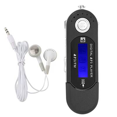 MP3-Player mit Kopfhörer, Tragbarer Musik-MP3-USB-Player mit LCD-Bildschirm FM-Radio-Sprachspeicherkarte Zum Laufen (Schwarz) von SUNGOOYUE